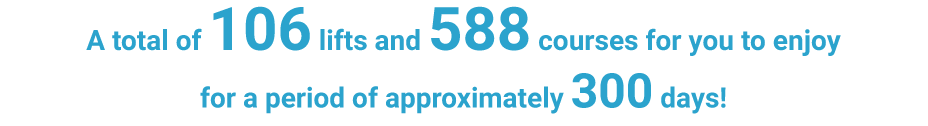 A total of 87 lifts and 501 courses for you to enjoy for a period of approximately 200 days!